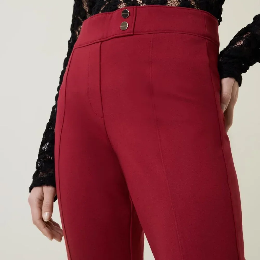NWT SPANX 20777R Perfect Pant in Deep Red Ponte Tab Ankle Straight Trouser M
